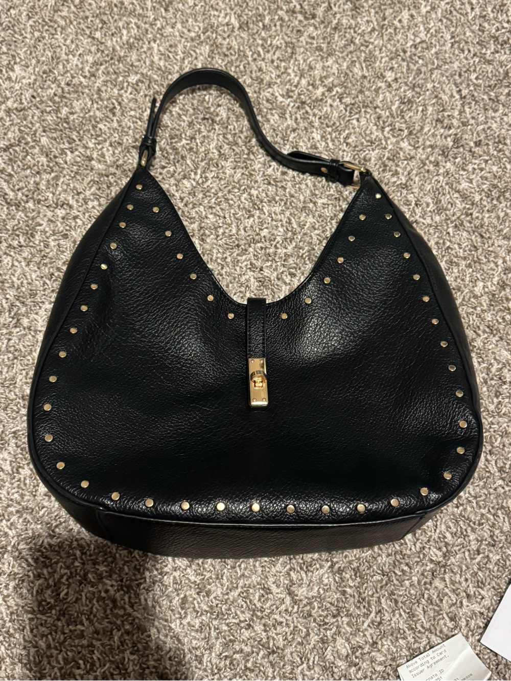 MODA LUXE Olivia Black Studded Leather Hobo Shoulder Bag**VEGAN LEATHER**